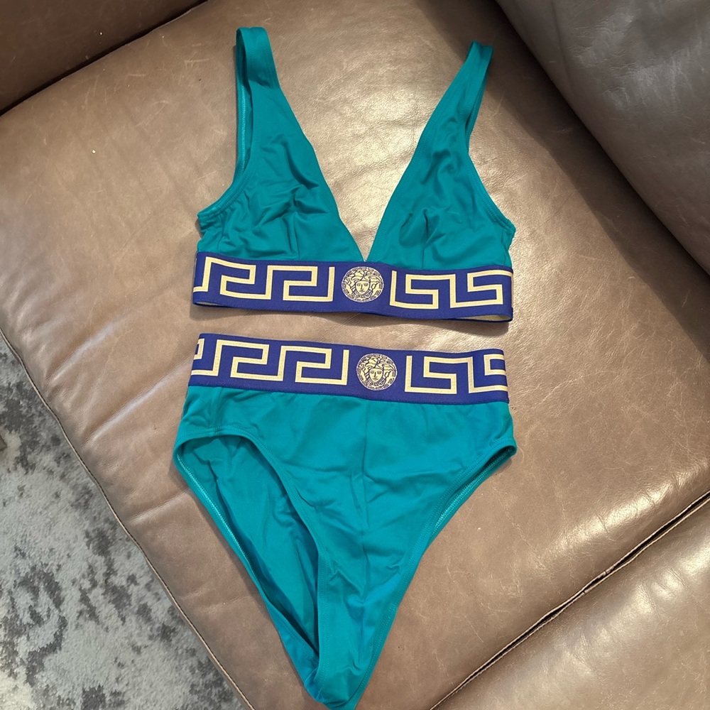 Teal Versace swimsuit bikini